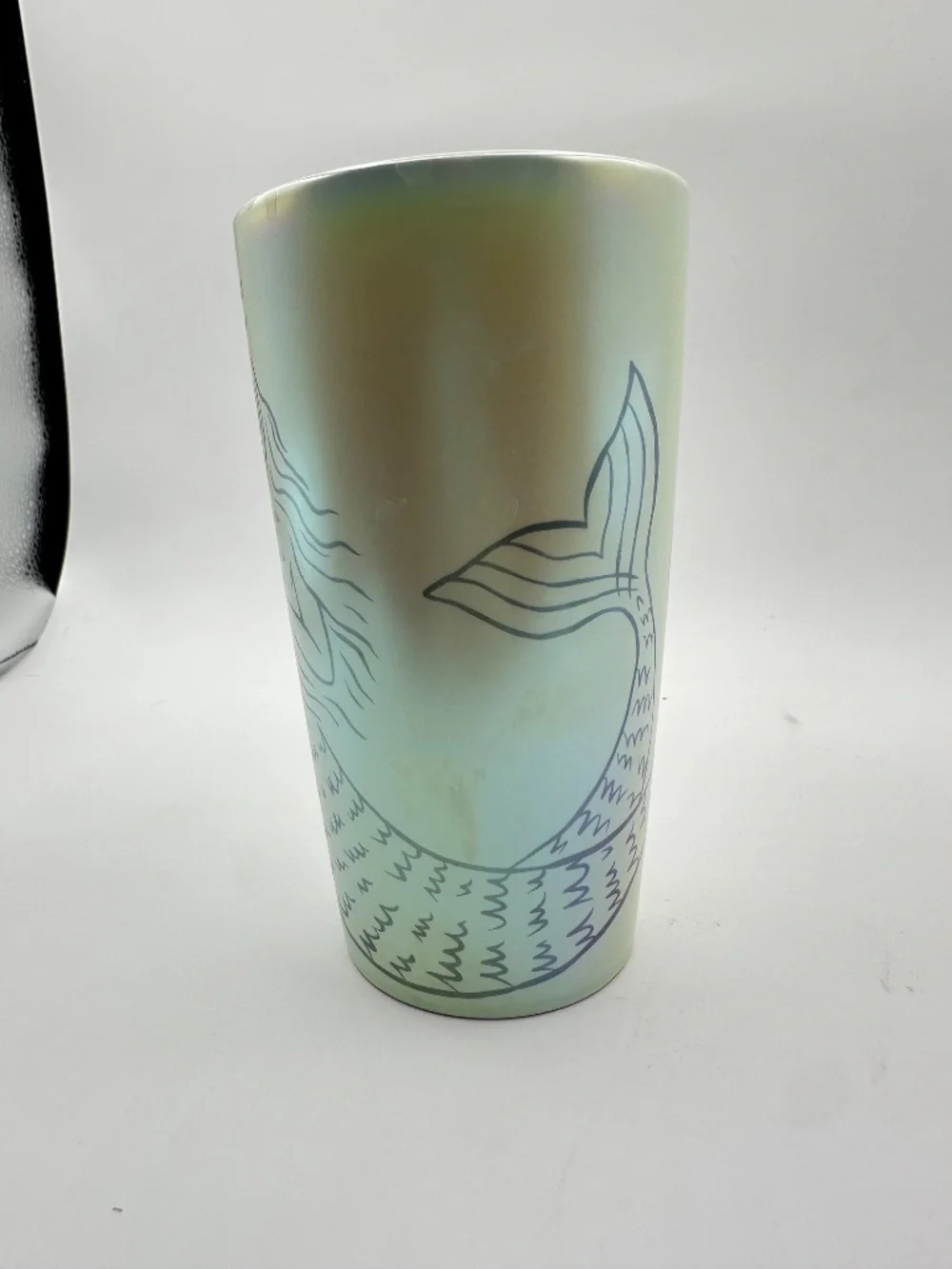 Starbucks 50th Anniversary Iridescent Green Siren Mermaid Ceramic Tumbler 12oz